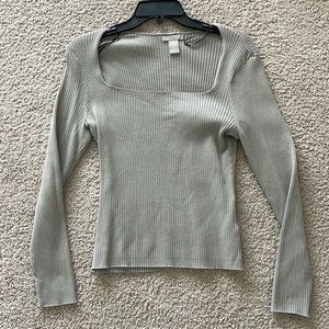 Square neck long sleeve top